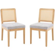 Wahson Office Chairs - Dining Chairs Set of 2 in Chenille Upholstered Side Chairs Mid-Century Rustic Chairs with Wood Legs for Kitchen Restaurant,