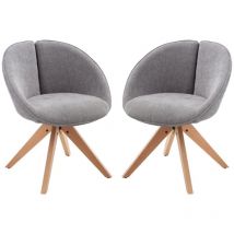 Dining Chairs Set of 2 in Chenille Upholstered Modern Accent Corner Chairs with Bucket Curved Backrest for Kitchen Living Room, Grey, Wahson