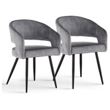 Dining Chairs Set of 2, Linen Kitchen Chairs,Padded Kitchen Counter Chairs with Metal Legs,Grey