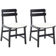 Dining Chairs Set of 2 Upholstered in pu Leather Simple Rustic Kitchen Chairs with Wood Frame for Living Room Restaurant, Black, Wahson