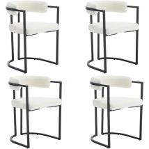 Wahson Office Chairs - Dining Chairs Set of 4 Upholstered in Faux Fur Modern Leisure Corner Chairs for Kitchen Living Room, White, Washon