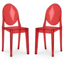 Privatefloor - Pack of 2 Transparent Dining Chairs - Victoria Queen Red transparent
