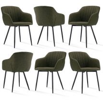 Dining chairs with armrests and lumbar support, sturdy metal frame, modern minimalistic design for living room, kitchen and bedroom - Set of 6
