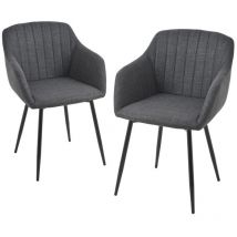 Dining chairs with armrests and lumbar support, sturdy metal frame, modern minimalistic design for living room, kitchen and bedroom - Set of 2