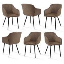 Dining chairs with armrests and lumbar support, sturdy metal frame, modern minimalistic design for living room, kitchen and bedroom - Set of 6