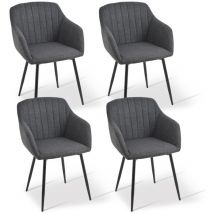 Dining chairs with armrests and lumbar support, sturdy metal frame, modern minimalistic design for living room, kitchen and bedroom - Set of 4