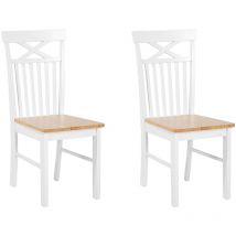 Dining Room Kitchen Set Chairs 2 Seats Light Natural Wood White Houston