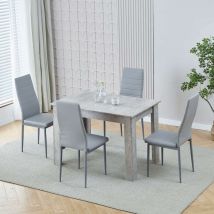 Niceme - Dining Room Set, Beton Grey Dining Table with Chairs, 110x70 cm Table and Chairs for Living Room Home Kitchen (Table with 4 Chairs, Grey