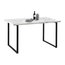 Dining Table,120cm Rectangle Table, Vintage Effect Kitchen Table with Metal legs,Marble