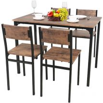Puluomis - Dining Table and Chairs Set, Modern Industrial Style Dining Room Furniture, Metal Frame, for Dining Room Kitchen Bistro Bar Restaurant