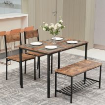 Puluomis - Dining Table and Chairs Set, Modern Industrial Style Dining Room Furniture, Metal Frame, for Dining Room Kitchen Bistro Bar Restaurant