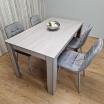 Kosy Koala - Dining Table and 4 Chairs Grey 4 Grey Velvet Chairs Wood Dining Set Furniture
