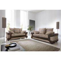 Dino 2+3 in Brown & Beige Sofa - color Brown - Brown