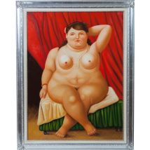 Dipinto a mano olio su tela con cornice in legno foglia argento 110x140 CM