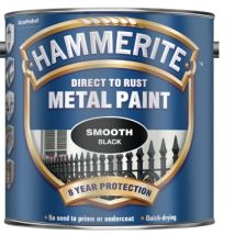 Hammerite - Direct To Rust Smooth Black Metal Paint - 2.5ltr