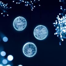Disco di Babbo natale luminoso effetto con led bianco addobbi natalizi per esterno