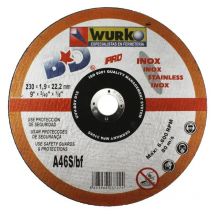 Disco abrasivo 230x2x22 corte acero inox , Disco abrasivo para acero inoxidable. Tamaño: 230 x 2 x 22 mm. - Wurko