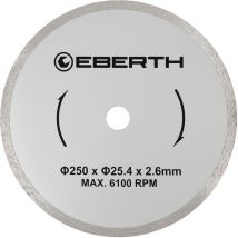 Eberth - Disco de corte diamante discos diamantado universal para el corte seco y húmedo (250 mm diámetro, diámetro del orificio 25,4 mm, grosor 2,6