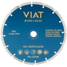 Viat - disco de diamante segmentado general de obra para corte en seco. medidas: Ø230x3x22,23mm 0711230