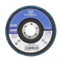 Mussol - disco laminas pepino k-39 115-120 caja 10 , Disco de láminas Pepino K39 115 mm Disco de láminas con tela de zirconio y soporte de fibra Gran
