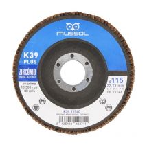 Mussol - disco laminas pepino k-39 115-40 , Disco de láminas Pepino K39 115 mm Disco de láminas con tela de zirconio y soporte de fibra Gran