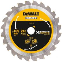 DeWalt, DT99560, QZ, Hojas para Sierra Circular portátil XR EXTREME RUNTIME 165mm x 20mm 24D