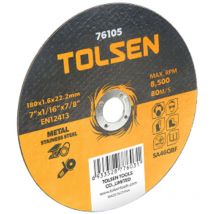 Disco da taglio sbavo professionale per ferro/inox 115X3,0X22.2MM Tolsen 76142T