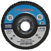 Mussol - disco laminas wla 115 g80 inoxidable , DIsco de láminas Zirconio Grano 80. - Diámetro 115mm. - Máxima velocidad 13.300rpm. 80 m/s. - Lijado