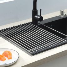 Dish Drainer, Kitchen Dish Drainer, Kitchen Storage and Organization, Foldable and Removable Dish Dryer, Practical Home Accessory (Black, 47 x 36 cm)
