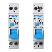 Ettroit - Disjoncteur à courant résiduel 1P+N 6A C6 4.5kA 30mA 220V 2 pièces