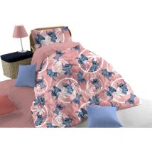 Disney, Stich Rosa, Completo Lenzuola Letto Singolo Una Piazza In Flanella di Puro Cotone Completo Lenzuolo Sopra + Sotto con Angoli + Federa