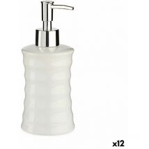 Dispensador de jabón ondas cerámica metal blanco (260 ml) (12 unidades)
