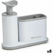 Dispensador de Jabón 2 en 1 para Fregadero Quttin Blanco Gris 21,5 x 8 x 20 cm (8 Unidades)