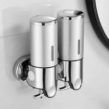 Cyslmuk - Dispensador de jabón de doble extremo montado en la pared de 500 ml, dispensador de jabón de manos de doble extremo, dispensador de