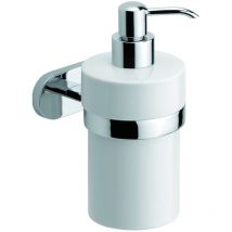 Dispensador de jabón líquido de pared manual de cerámica y metal mod. Louise