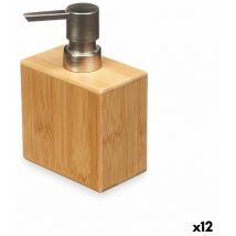 Dispensador de jabón plateado bambú plástico 9,7 x 15 x 5,8 cm (12 unidades)