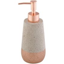 Dispenser di sapone Concrete – 180 ml – Calcestruzzo grigio con dettagli in oro rosa – Accessorio bagno elegante