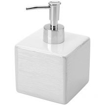 Dispenser Sapone in Ceramica Lucida Bianco a forma di Cubo