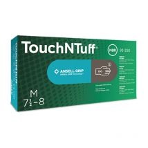 Ansell - TouchNTuff 93-250 Disposable Nitrile Gloves Grip Technology, Size - Black