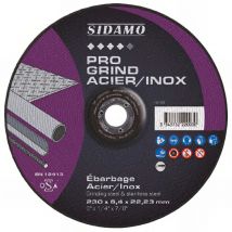 Disque à ébarber pro grind acier inox d. 125 x 6,4 x Al. 22,23 mm - Acier, Inox Sidamo 10222002