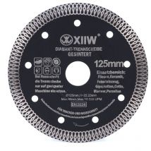 Disque à tronçonner diamanté ø 125 mm, segment 10 mm, largeur de coupe d'environ 1,4 mm, meuleuse d'angle turbo, extra fin, pour béton, carrelage,