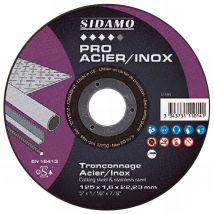 Disque à tronçonner pro acier inox d. 115 x 1,6 x Al. 22,23 mm - Acier, Inox - 10111013 Sidamo