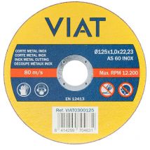 Disque Abrasif Fin 1 Mm Pour Inox-Métal. Mesures: Ø125x1x22,23mm Viat0300125 Viat