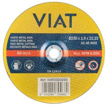 Disque abrasif fin de 1,9 mm pour métaux inoxydables. ø230x1,9x22,23mm Viat 0320230 Viat