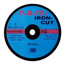 Disque abrasif iron-cut diamètre 115 x 1,6 mm pour tronçonnage RAM