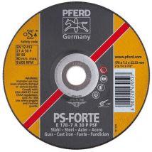 Disque à ébarber ps-forte pour l'usinage de l'acier et de la fonte, ø x Épais. : 230 x 8,3 mm, Modèle Coudé, Vitesse maxi. 6600 tr/mn