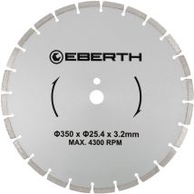 Eberth - Disque à tronçonner diamanté pour la pierre, le béton et le carrelage, Disque diamant de 350 mm de diamètre, alésage de 25,4 mm, épaisseur