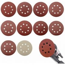 Disque de Ponçage 100pcs, Disques Abrasifs 125 mm, Grain 80/180/240/400/800/1000/1200/1500/2000/3000, pour ponceuses orbitas aléatoires, Idéal pour