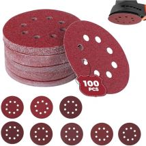 Disque de Ponçage 100pcs Disques Abrasifs 40/60/80/120/180/240/320/400/ Grain Taille de 125mm Idéal pour Poncer/Polir/Dérouiller, Meule d angle