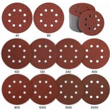Schleifscheibe 125 mm – 80 Stück, Schleifpapier für Exzenterschleifer mit Löchern, Körnungen P40/P80/P100/P120/P240/P400, P800/P1000/P1500/P2000